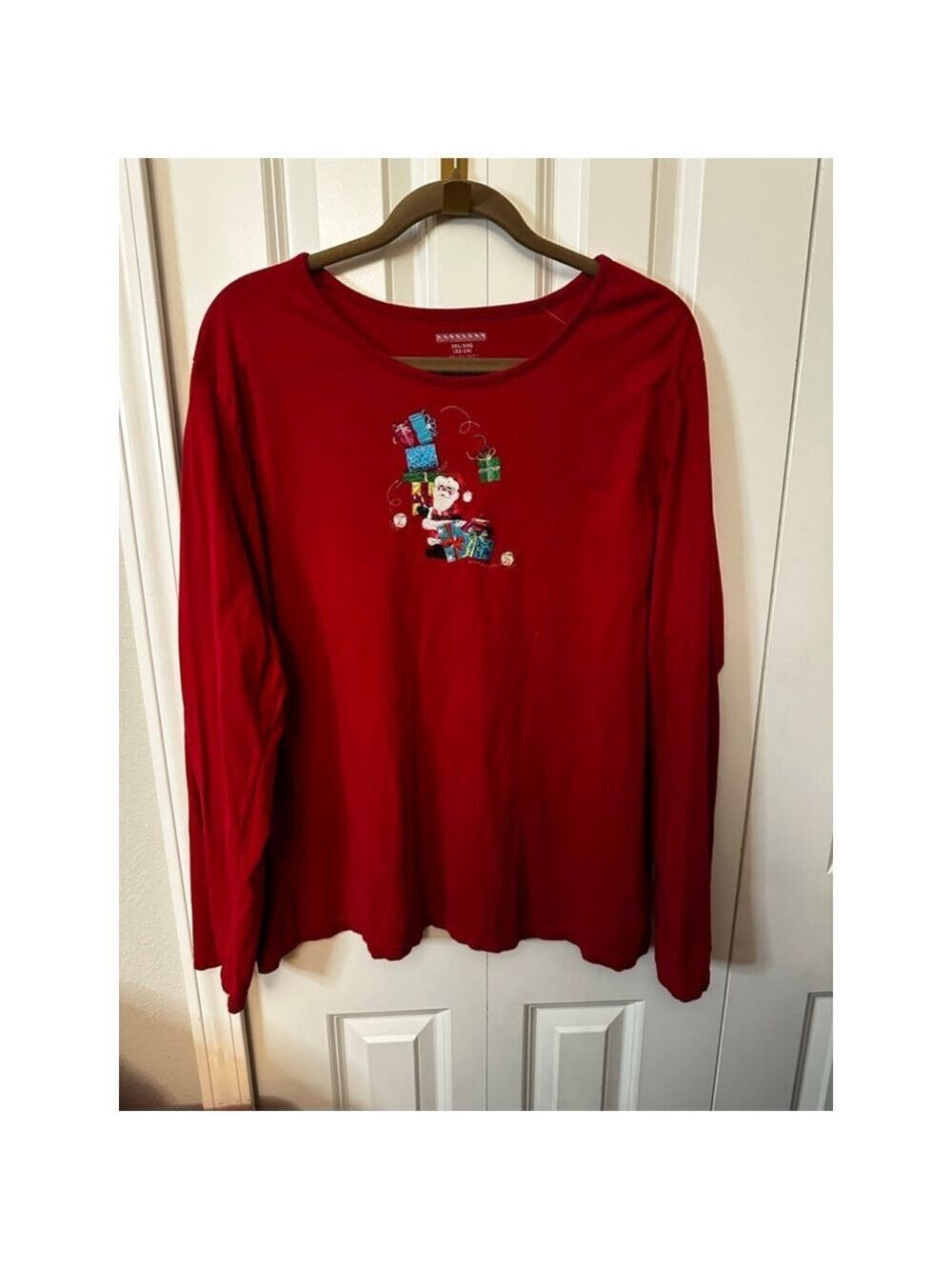 Red Christmas Long Sleeve Tee Plus Size 3X